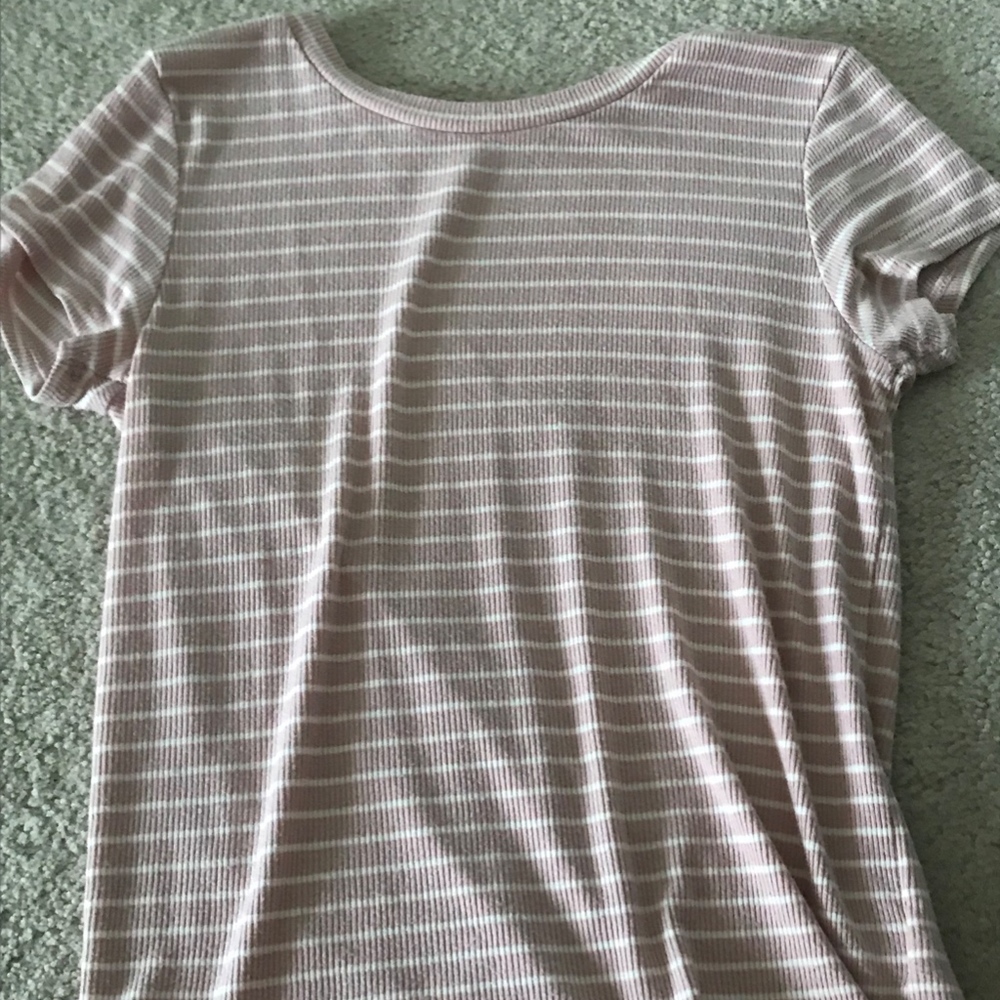 Pink and White Striped Tee